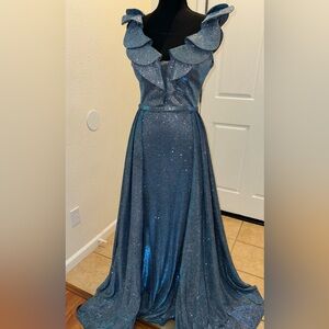 Metallic shine blue dress only worn once in perfect condition!